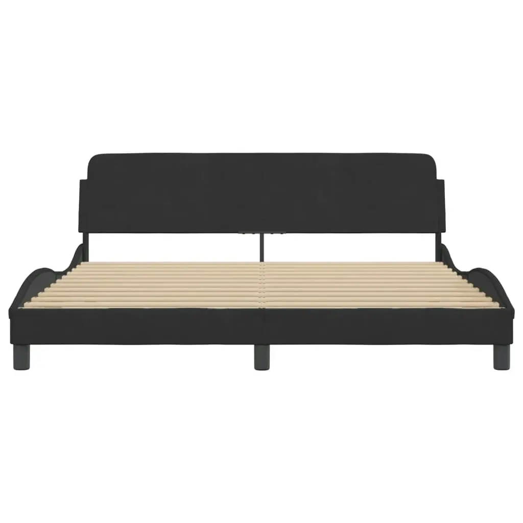 Bed Frame with Headboard Black 183x203 cm King Size Velvet 373234