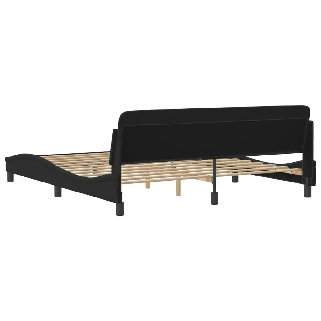 Bed Frame with Headboard Black 183x203 cm King Size Velvet 373234