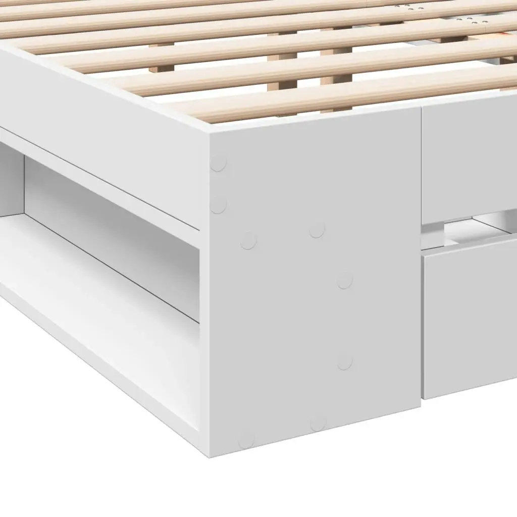 Bed Frame with Drawers White 135x190 cm Engineered Wood 3280769