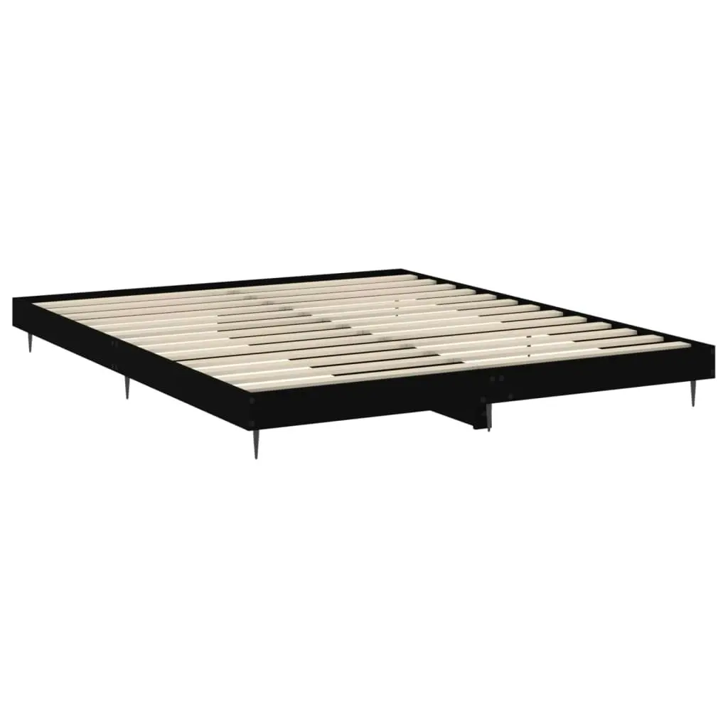 Bed Frame Black 183x203 cm King Size Engineered Wood 832222