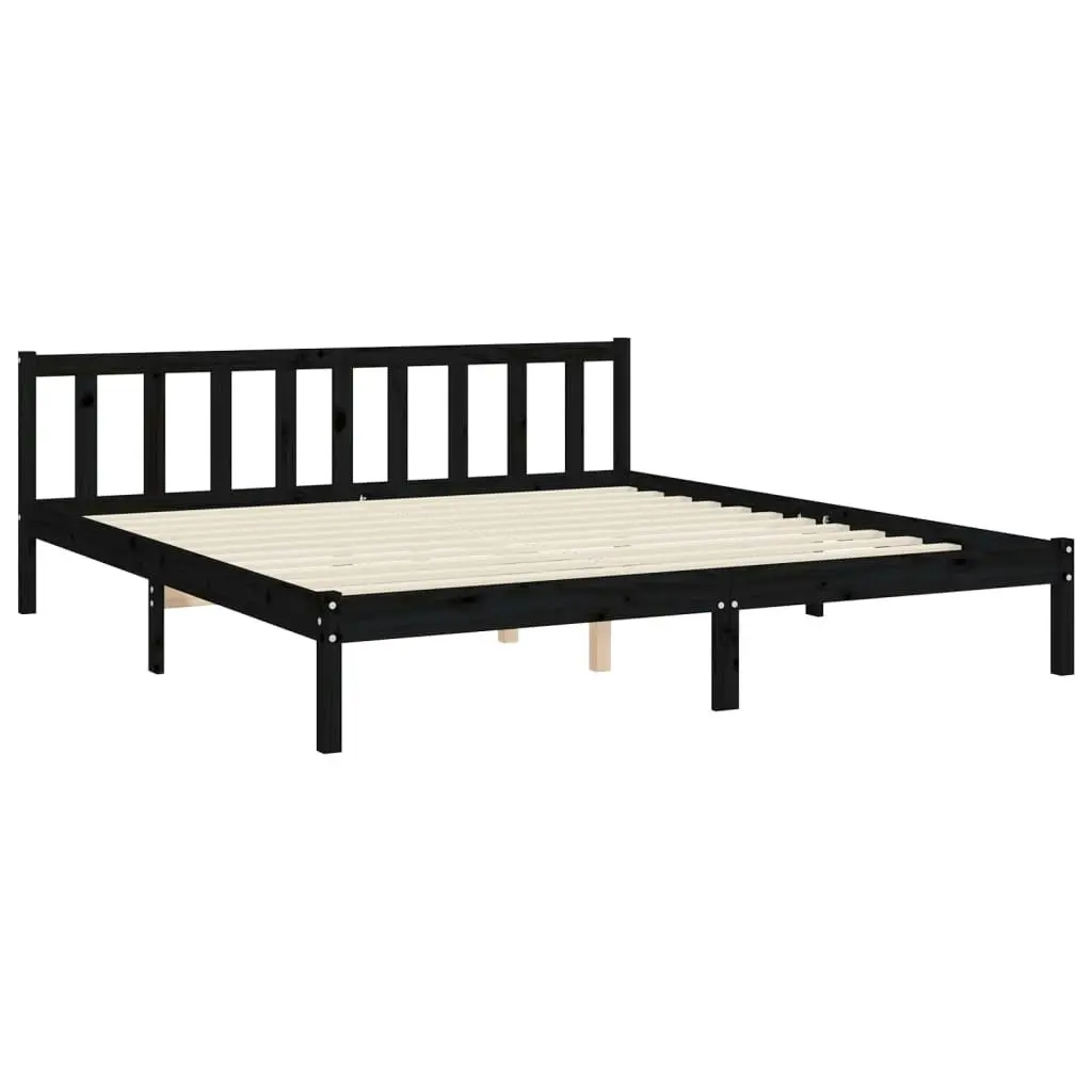 Bed Frame without Mattress Black 183x203 cm King Solid Wood Pine 3191990