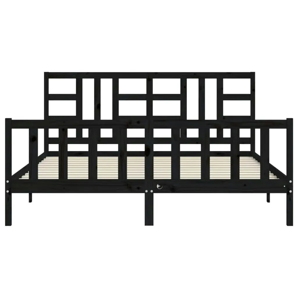 Bed Frame without Mattress Black 183x203 cm King Solid Wood Pine 3191990