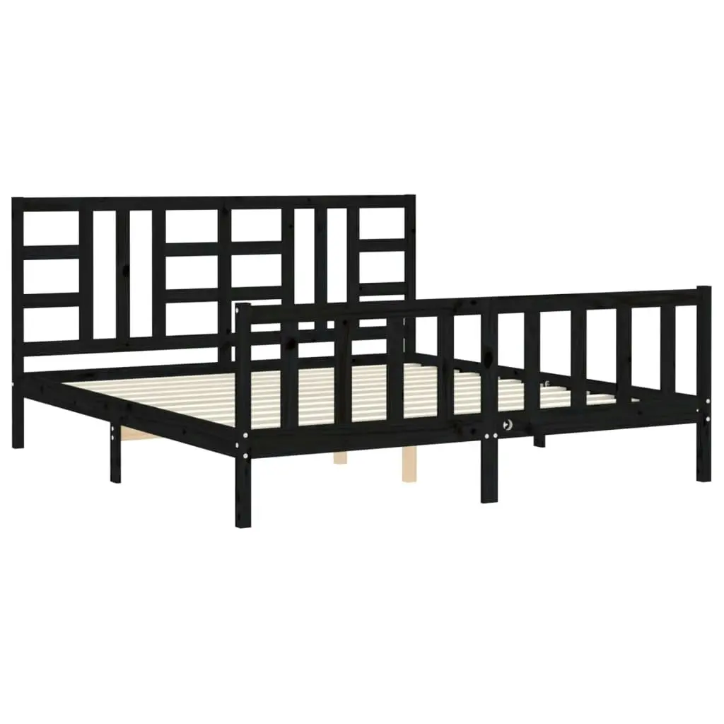 Bed Frame without Mattress Black 183x203 cm King Solid Wood Pine 3191990