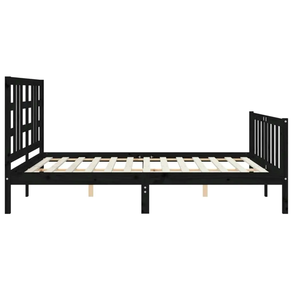 Bed Frame without Mattress Black 183x203 cm King Solid Wood Pine 3191990