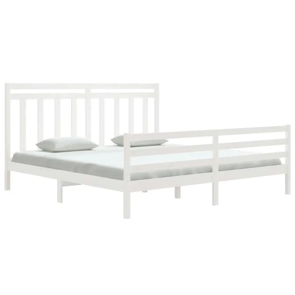 Bed Frame White Solid Wood 183x203 cm King Size 3105331