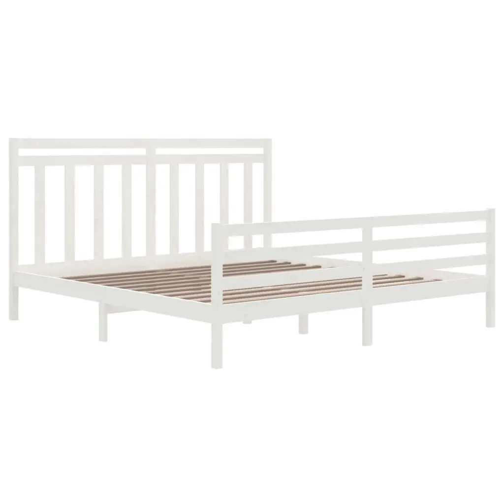 Bed Frame White Solid Wood 183x203 cm King Size 3105331