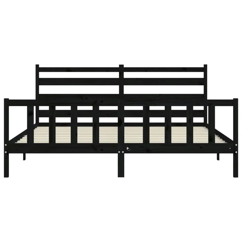 Bed Frame without Mattress Black 183x203 cm King Solid Wood Pine 3192055