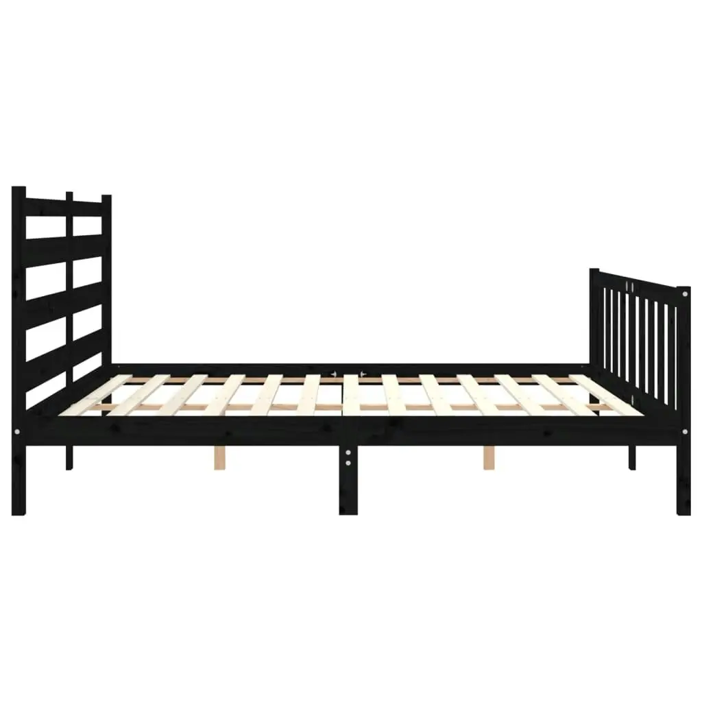 Bed Frame without Mattress Black 183x203 cm King Solid Wood Pine 3192055