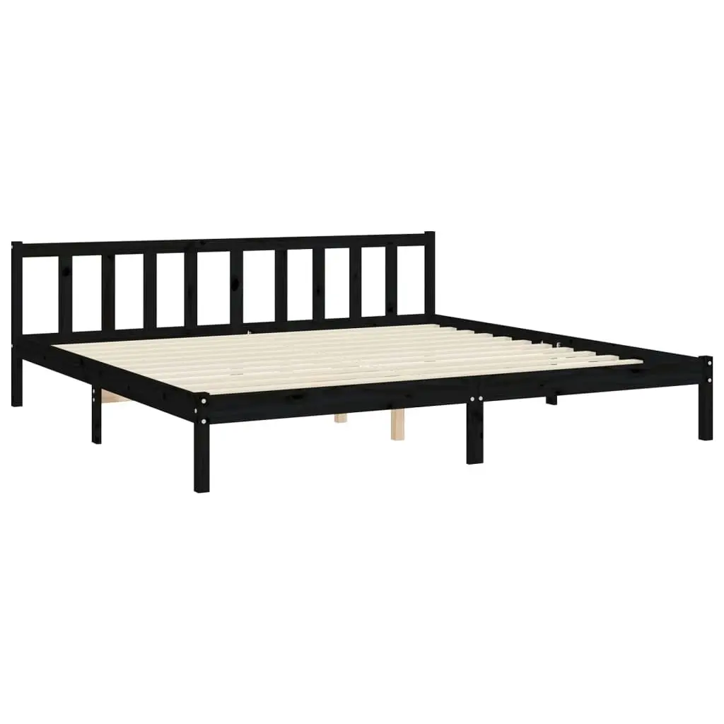 Bed Frame without Mattress Black 183x203 cm King Solid Wood Pine 3192055