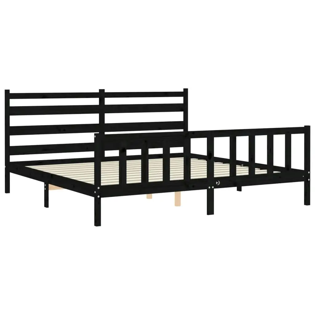 Bed Frame without Mattress Black 183x203 cm King Solid Wood Pine 3192055