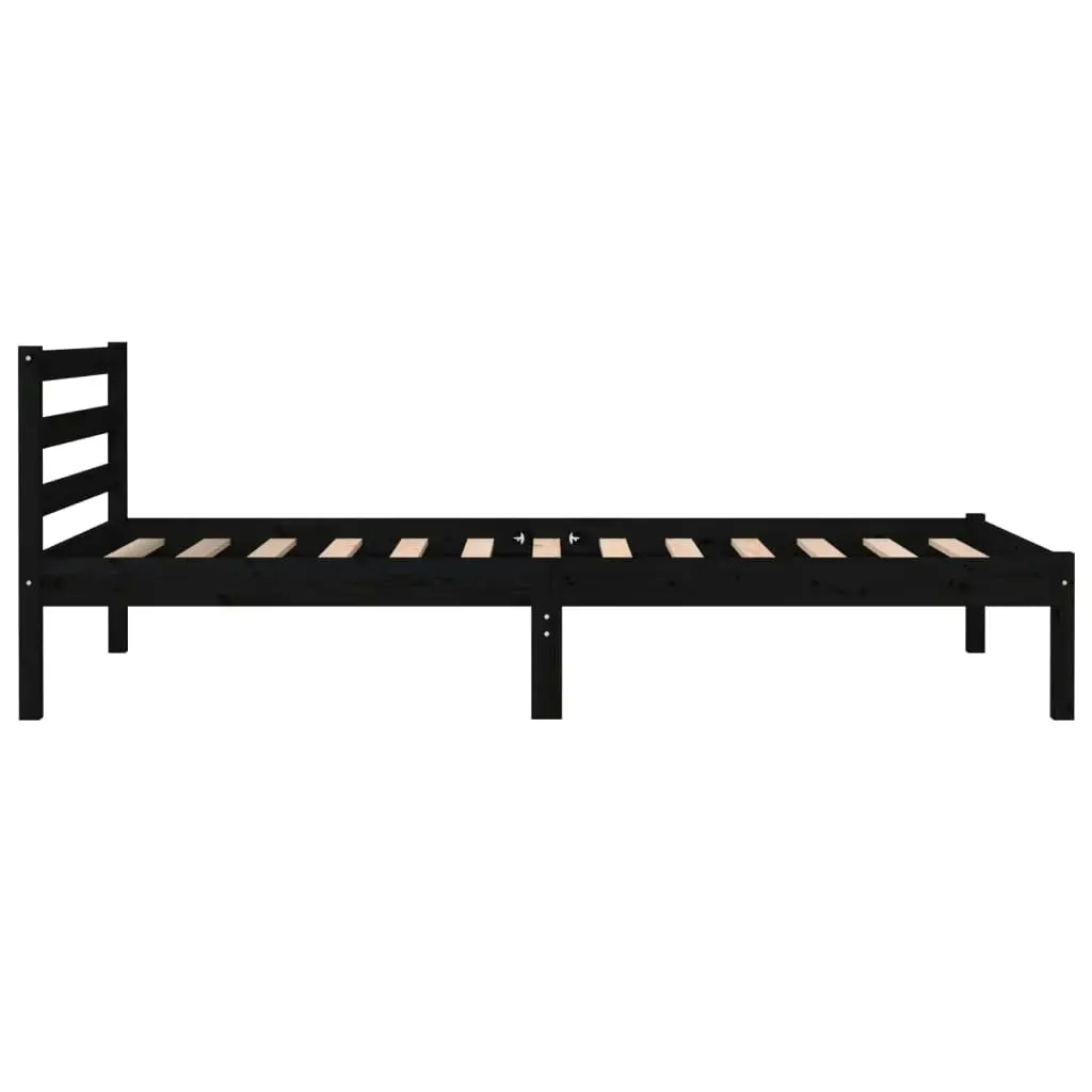 Bed Frame Solid Wood Pine 92x187 cm Single Size Black 810399