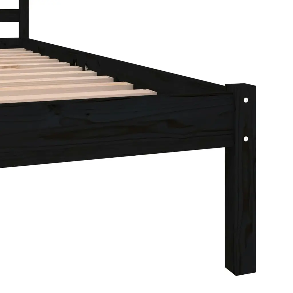 Bed Frame Solid Wood Pine 92x187 cm Single Size Black 810399