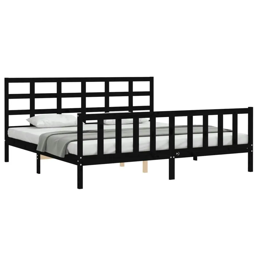 Bed Frame without Mattress Black 183x203 cm King Solid Wood Pine 3192120