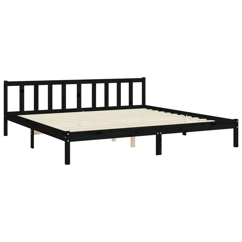 Bed Frame without Mattress Black 183x203 cm King Solid Wood Pine 3192120