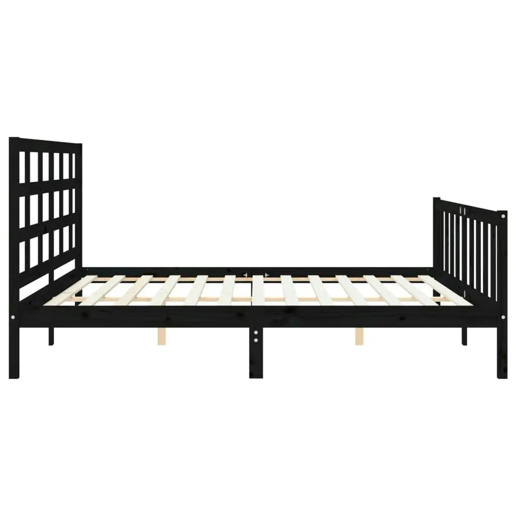 Bed Frame without Mattress Black 183x203 cm King Solid Wood Pine 3192120