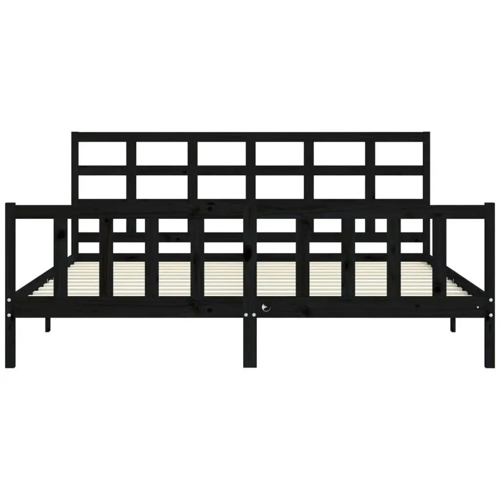 Bed Frame without Mattress Black 183x203 cm King Solid Wood Pine 3192120