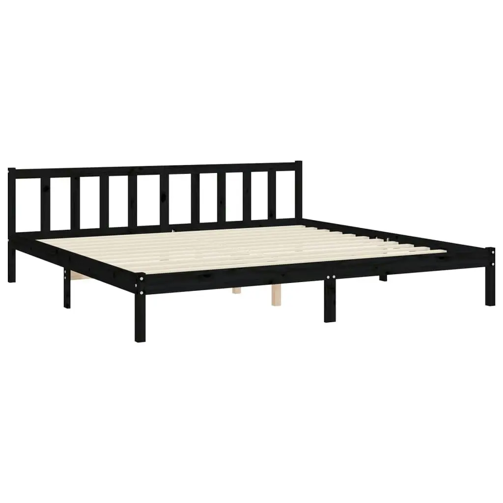 Bed Frame without Mattress Black 183x203 cm King Solid Wood Pine 3192250