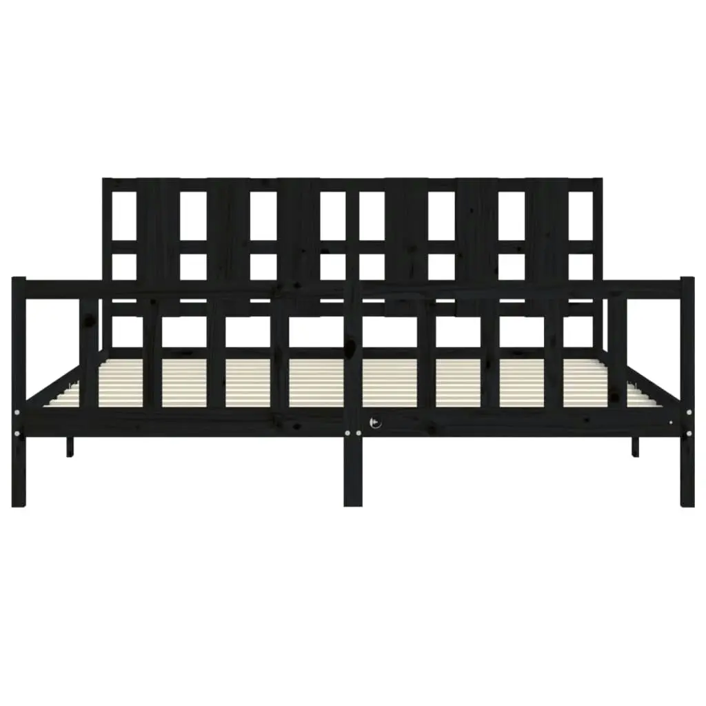 Bed Frame without Mattress Black 183x203 cm King Solid Wood Pine 3192250