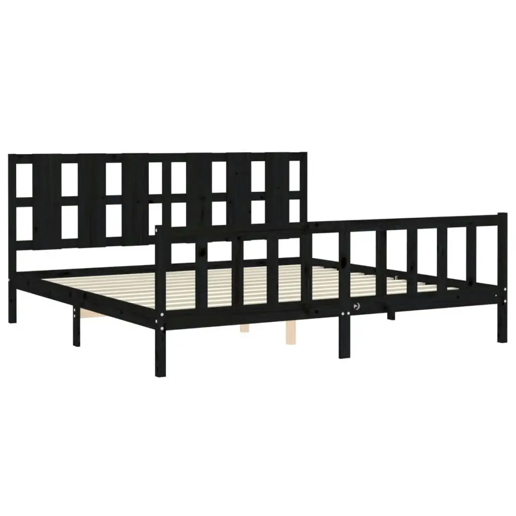 Bed Frame without Mattress Black 183x203 cm King Solid Wood Pine 3192250