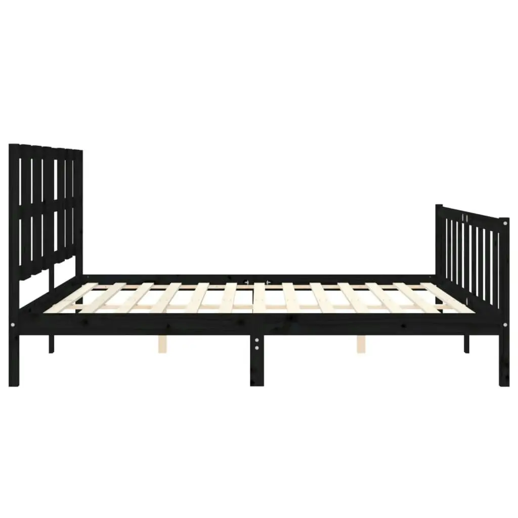 Bed Frame without Mattress Black 183x203 cm King Solid Wood Pine 3192250