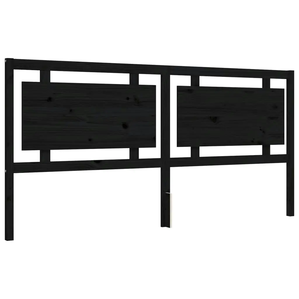 Bed Frame with Headboard Black 183x203 cm King Solid Wood 3192185