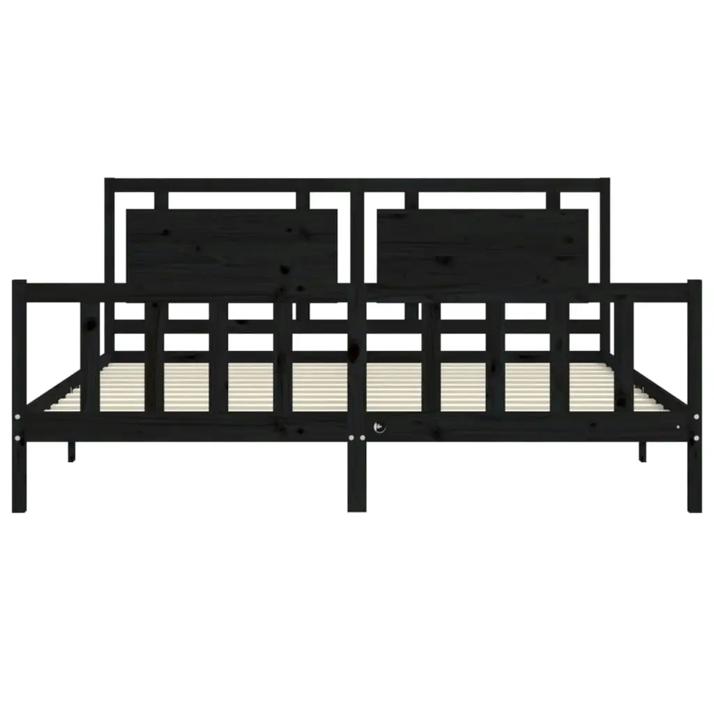 Bed Frame with Headboard Black 183x203 cm King Solid Wood 3192185