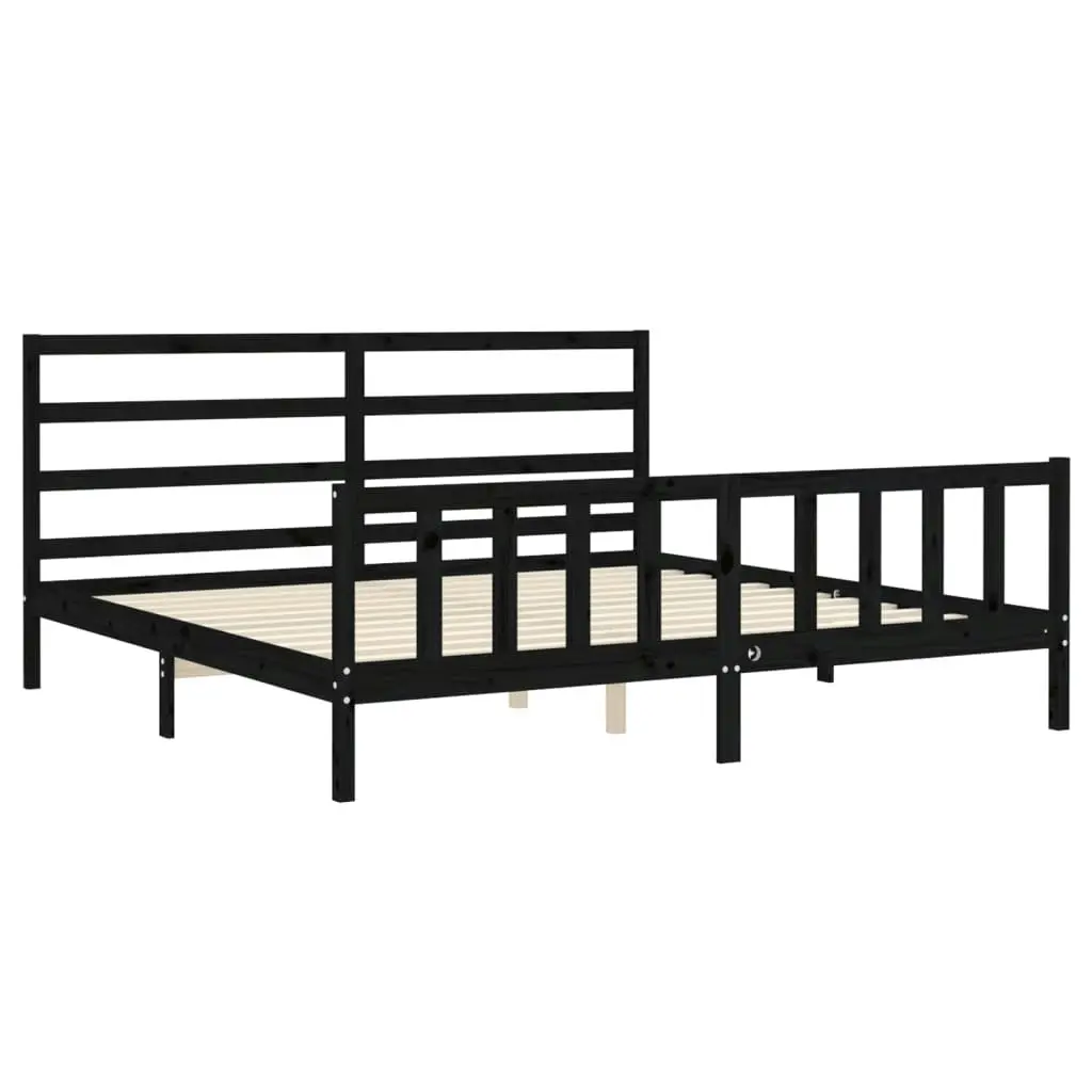 Bed Frame with Headboard Black 183x203 cm King Solid Wood 3191925