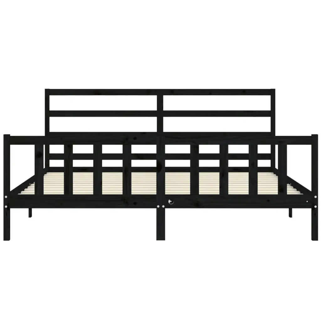 Bed Frame with Headboard Black 183x203 cm King Solid Wood 3191925