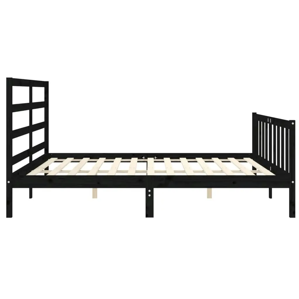 Bed Frame with Headboard Black 183x203 cm King Solid Wood 3191925