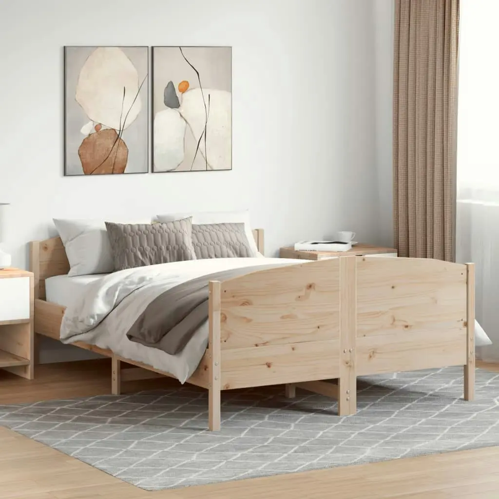 Bed Frame with Headboard 135x190 cm Solid Wood Pine 3216182