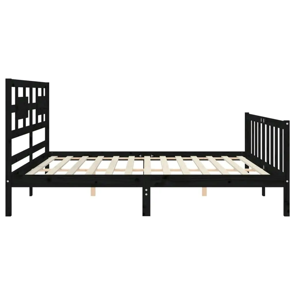 Bed Frame without Mattress Black 183x203 cm King Solid Wood Pine 3192575