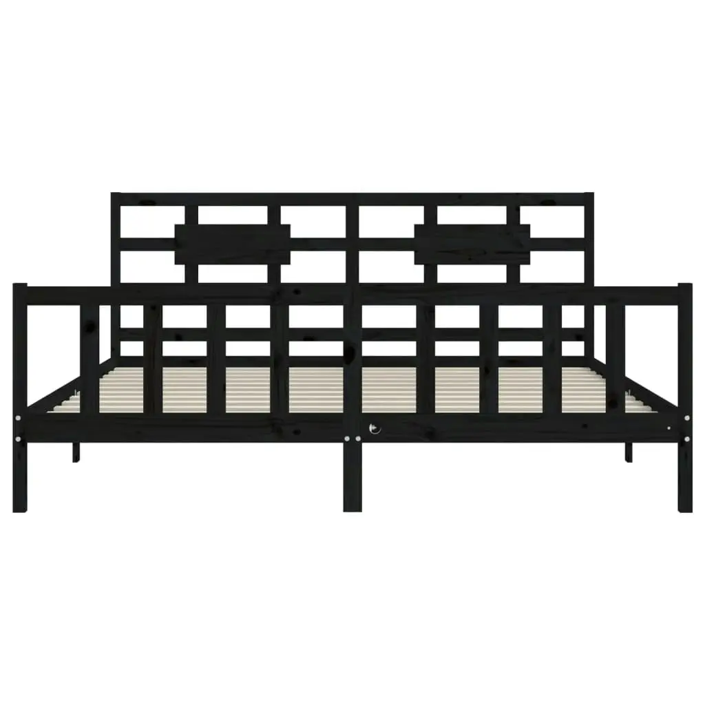 Bed Frame without Mattress Black 183x203 cm King Solid Wood Pine 3192575