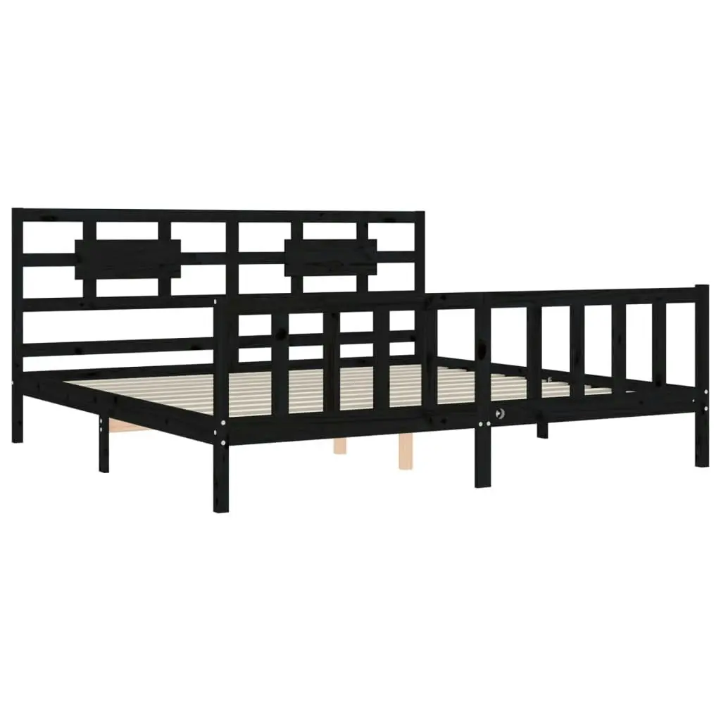 Bed Frame without Mattress Black 183x203 cm King Solid Wood Pine 3192575