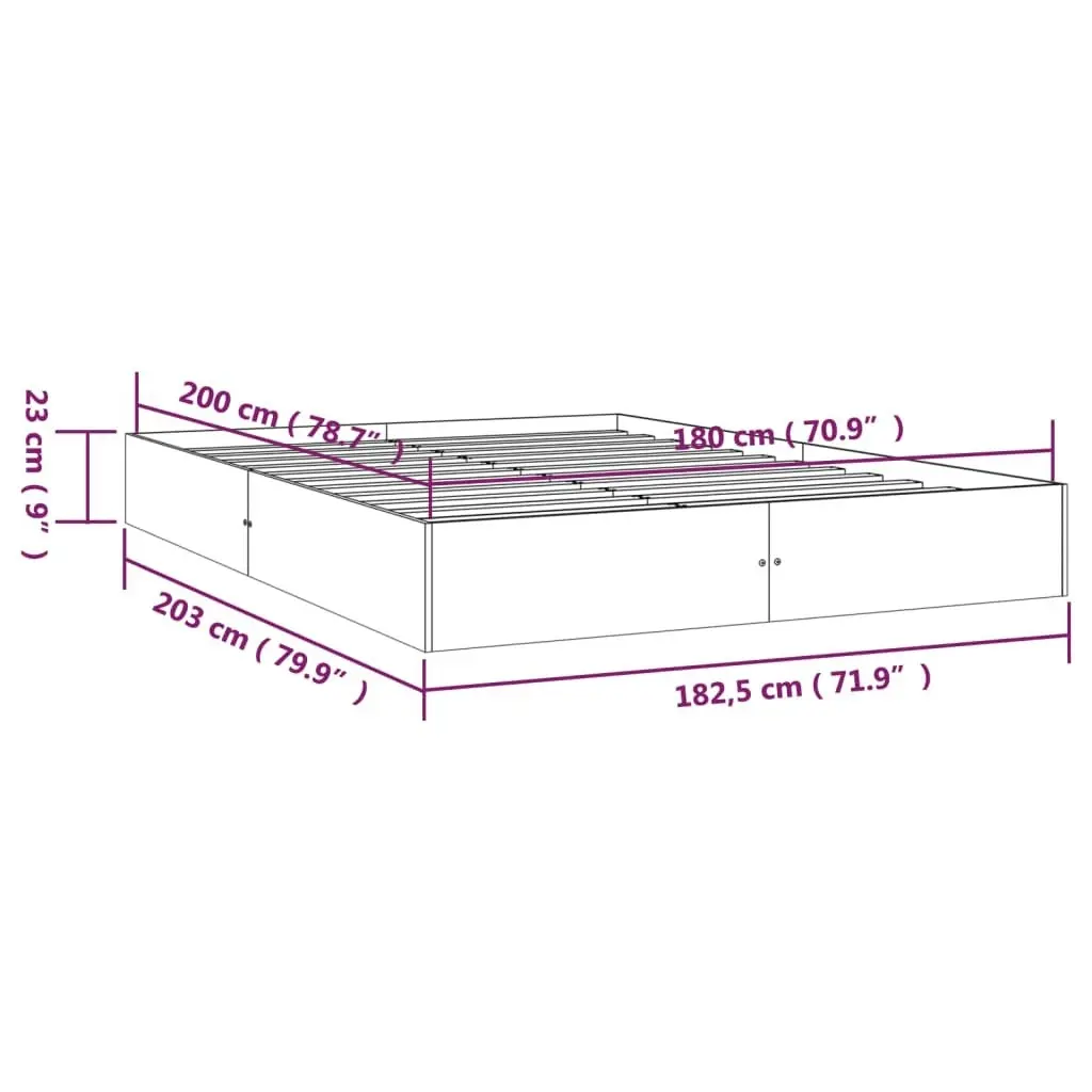 Bed Frame without Mattress Solid Wood 183x203 cm King 820027