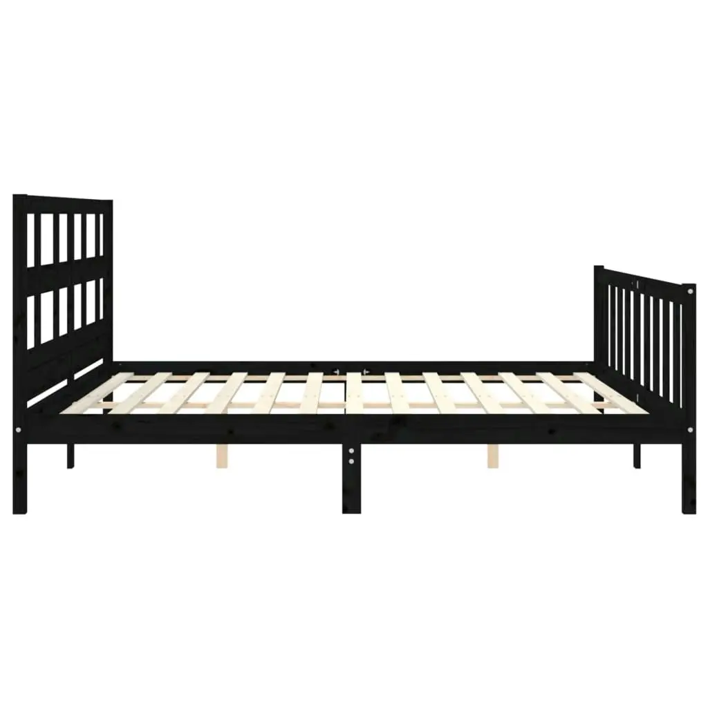 Bed Frame without Mattress Black 183x203 cm King Solid Wood Pine 3193030