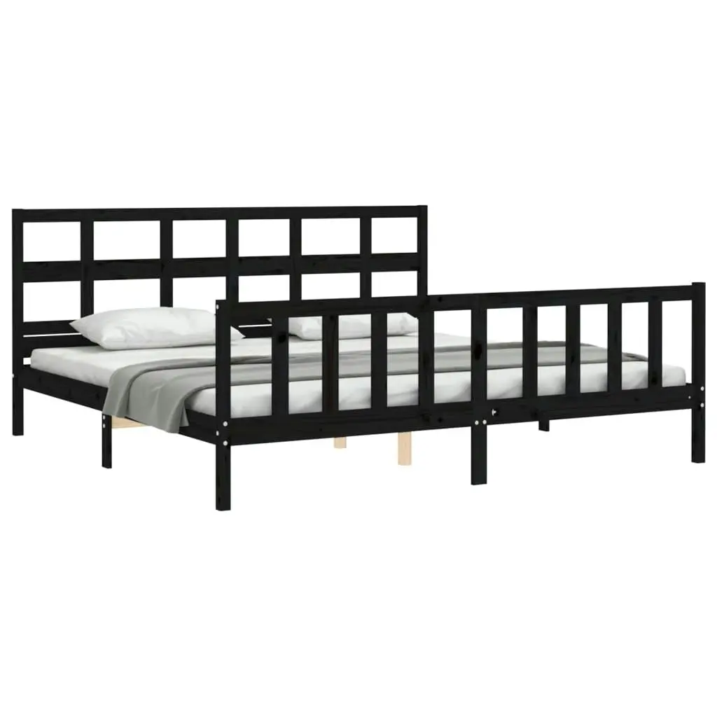 Bed Frame without Mattress Black 183x203 cm King Solid Wood Pine 3193030