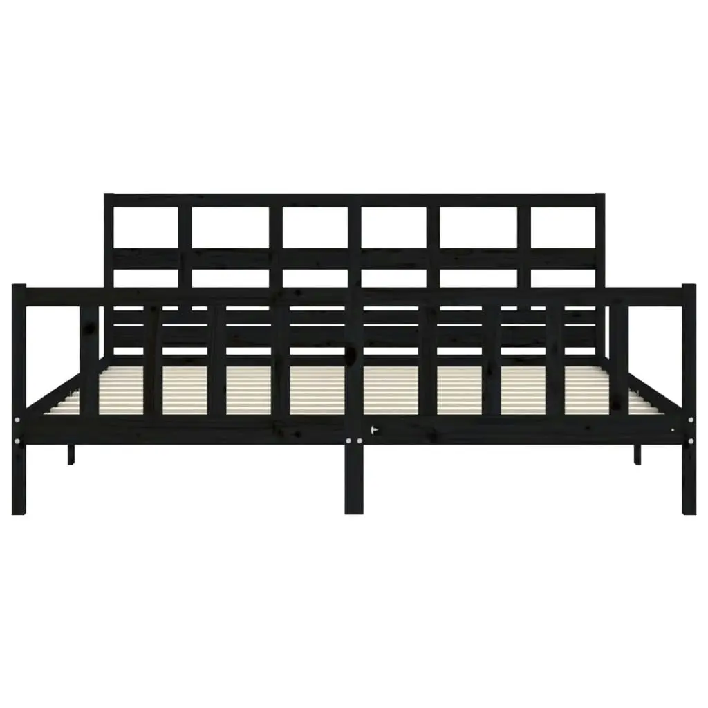 Bed Frame without Mattress Black 183x203 cm King Solid Wood Pine 3193030