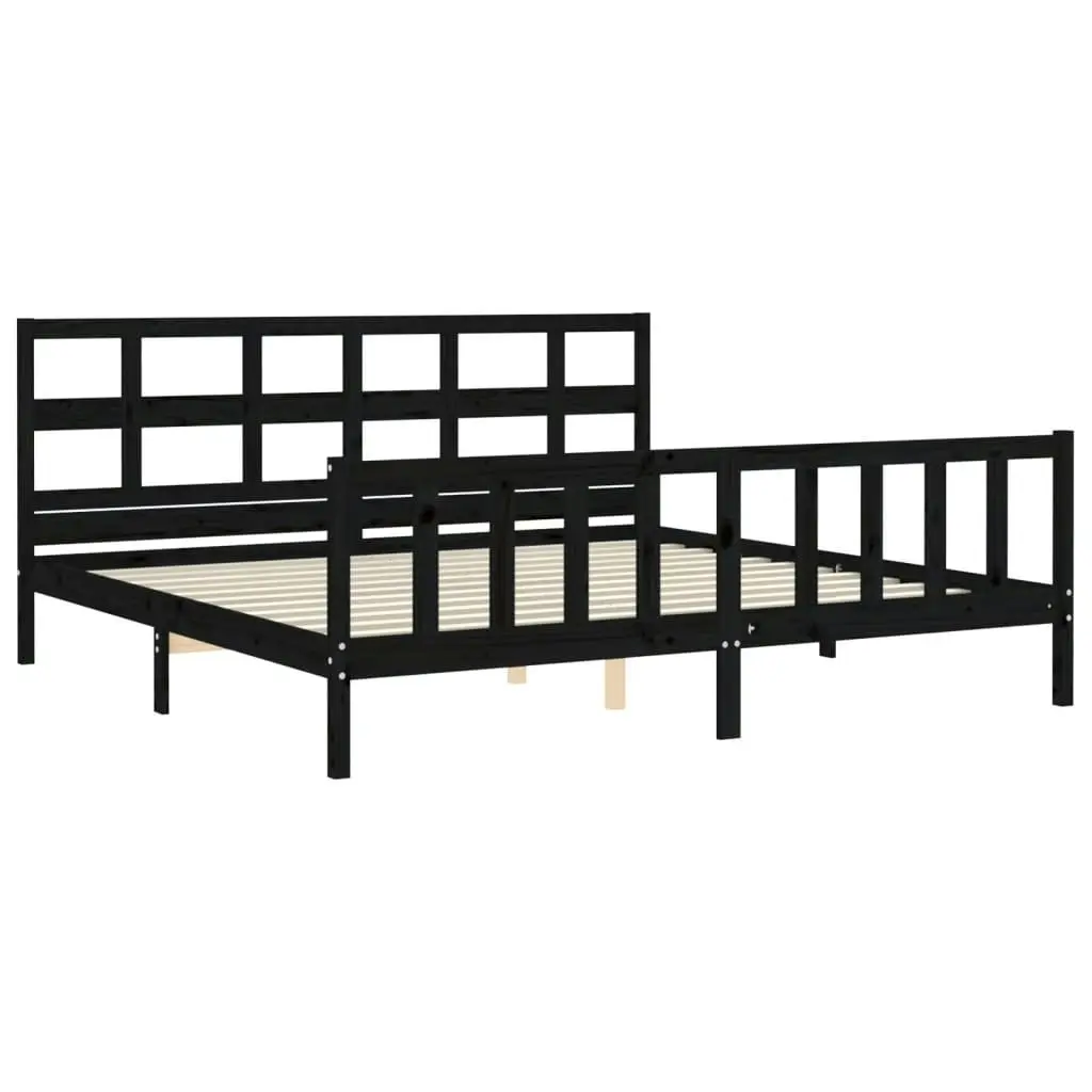 Bed Frame without Mattress Black 183x203 cm King Solid Wood Pine 3193030