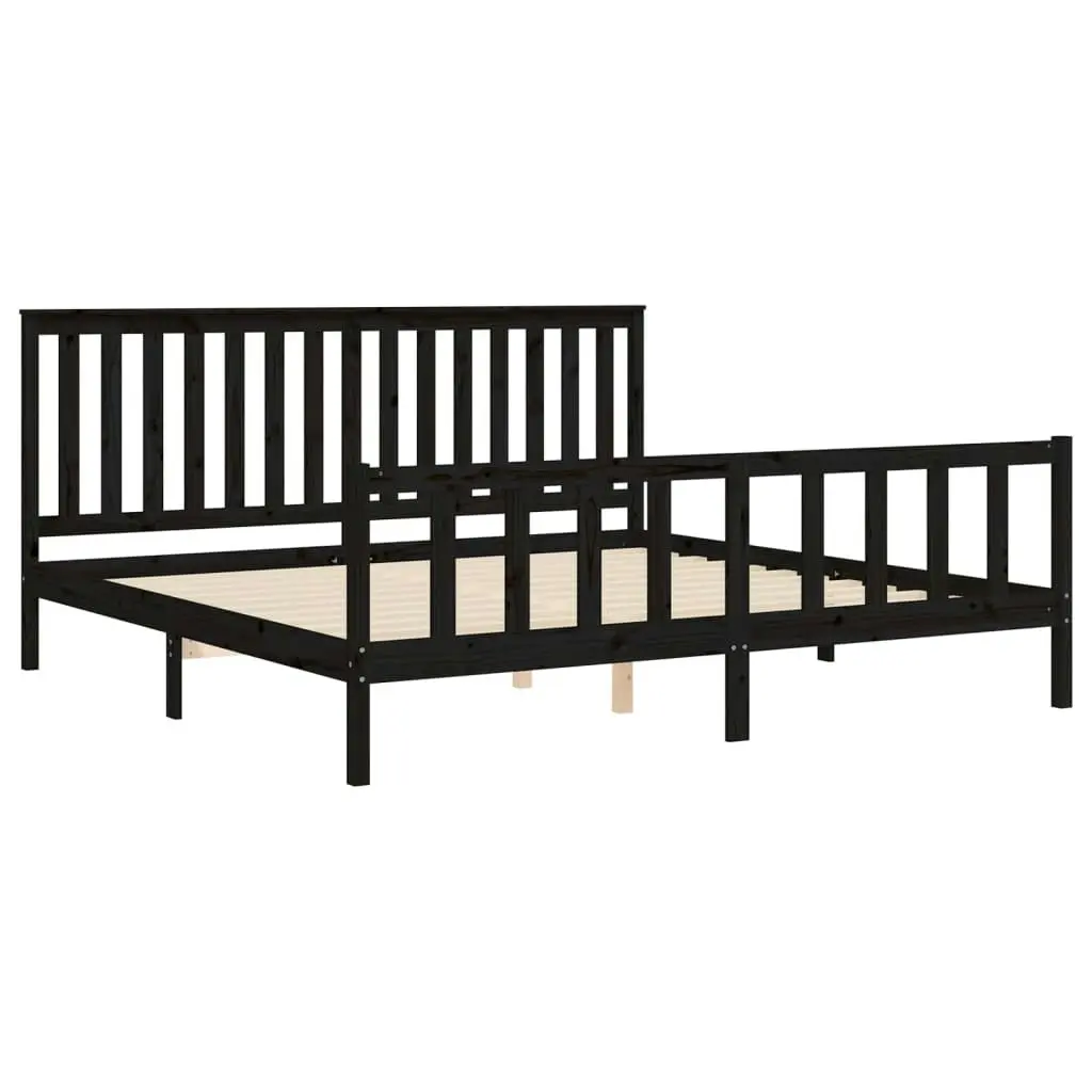 Bed Frame without Mattress Black Solid Wood Pine 183x203 cm King 3188225