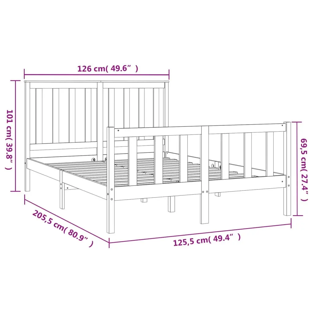 Bed Frame without Mattress Black Solid Wood Pine 183x203 cm King 3188225