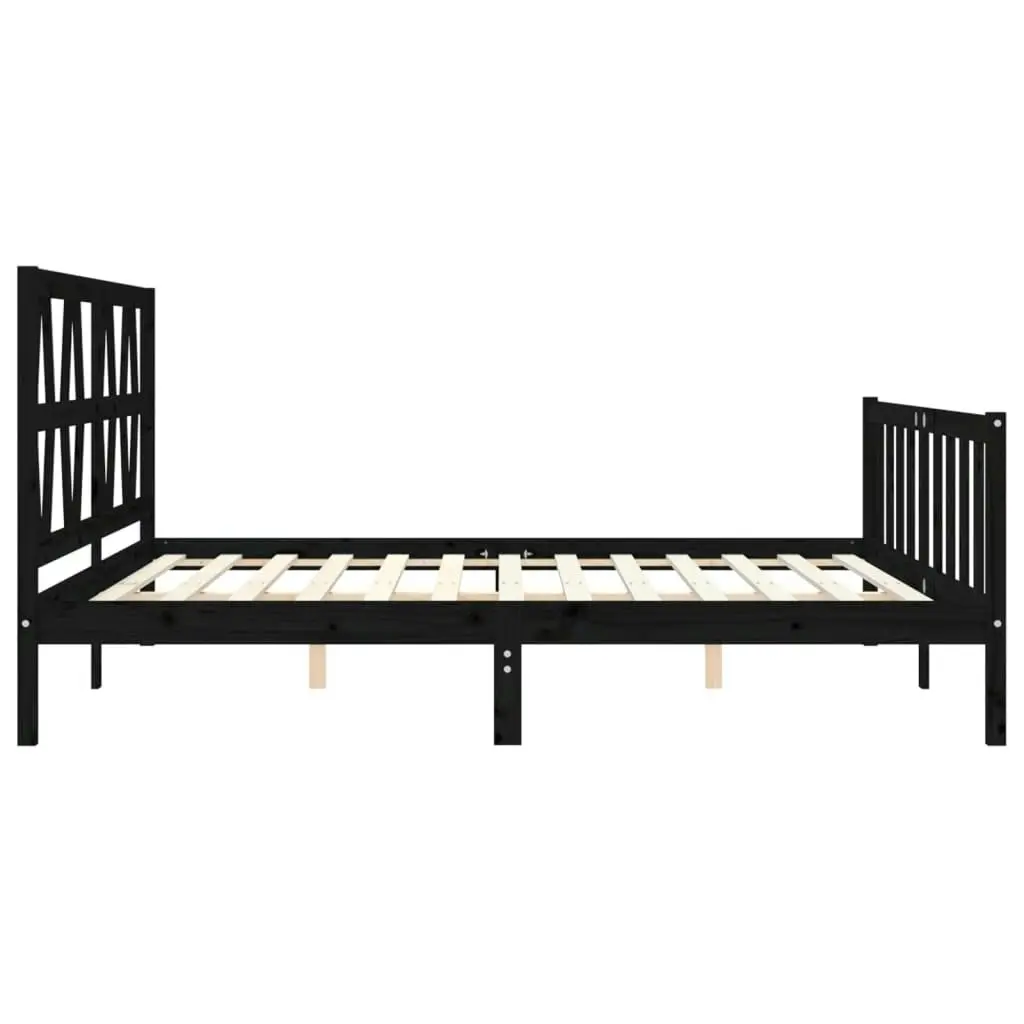 Bed Frame without Mattress Black 183x203 cm King Solid Wood Pine 3192510