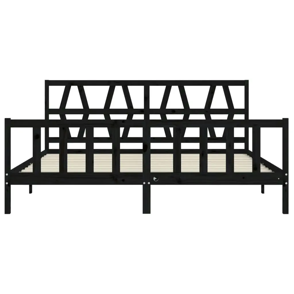 Bed Frame without Mattress Black 183x203 cm King Solid Wood Pine 3192510