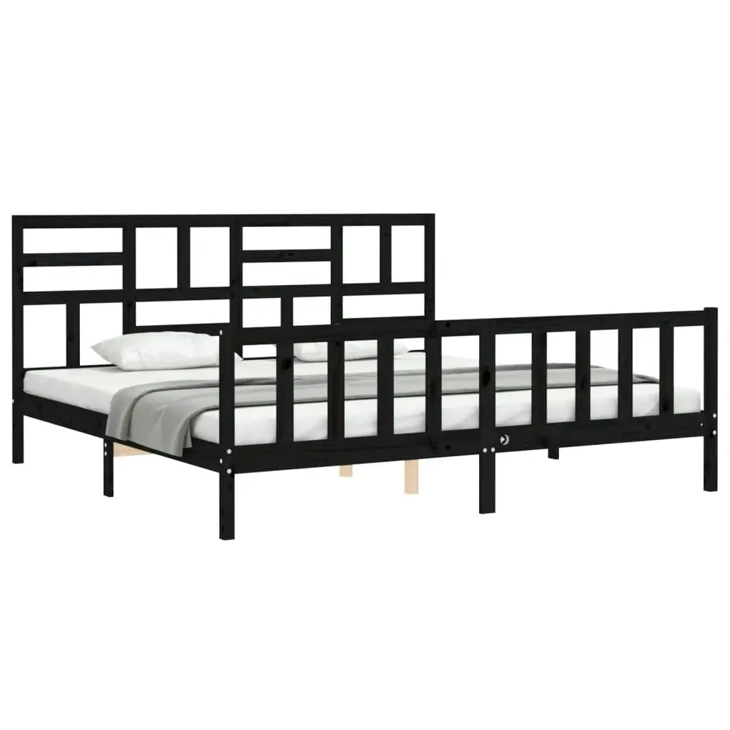 Bed Frame without Mattress Black 183x203 cm King Solid Wood Pine 3193095