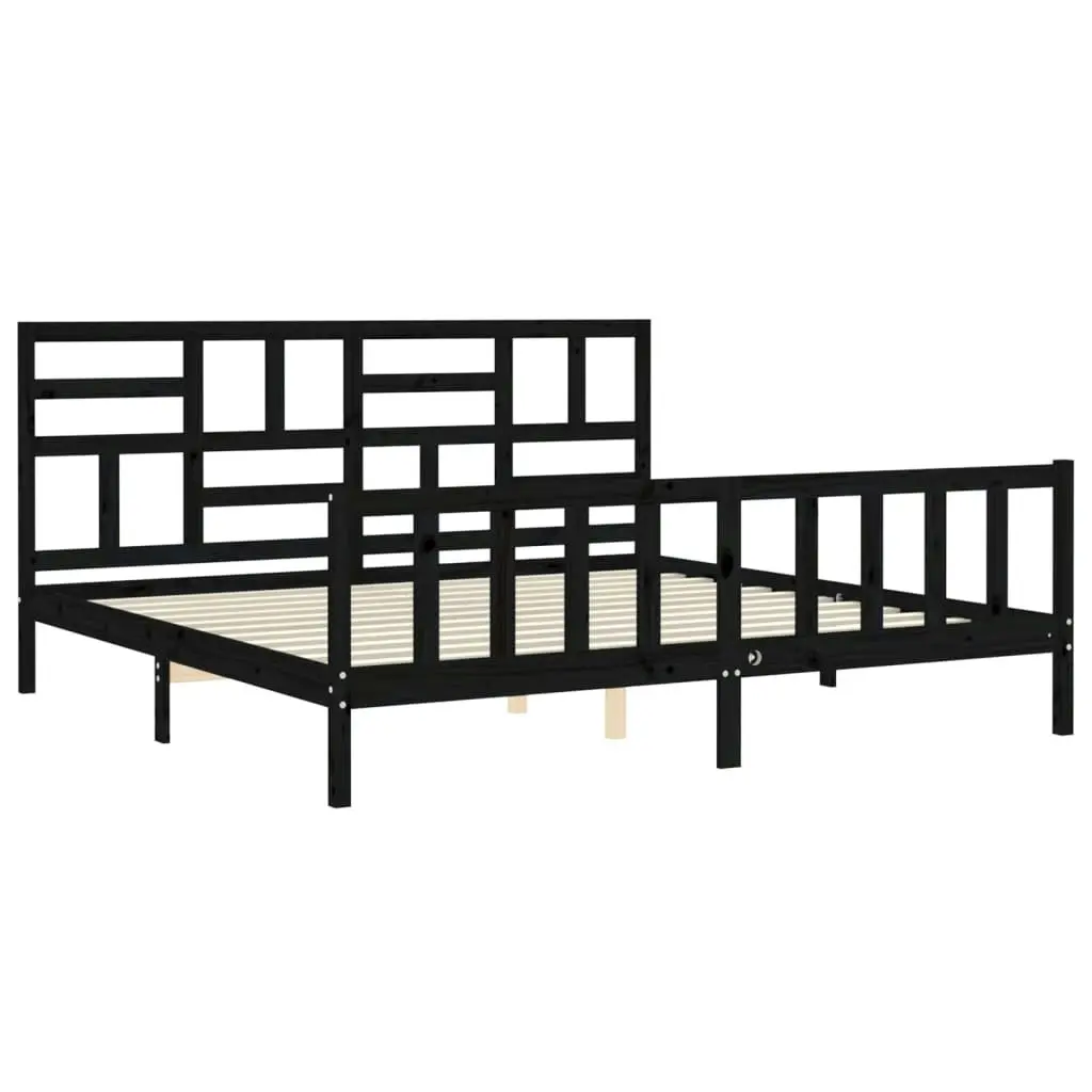 Bed Frame without Mattress Black 183x203 cm King Solid Wood Pine 3193095