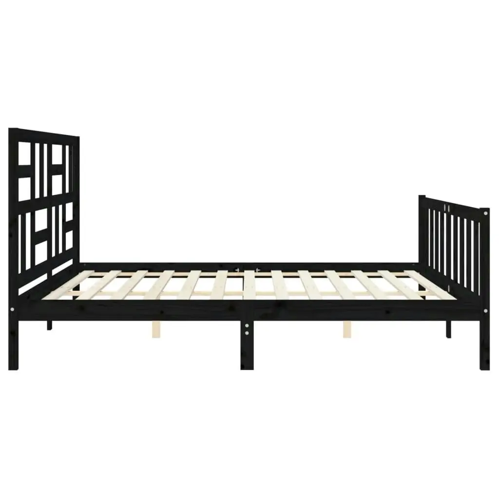 Bed Frame without Mattress Black 183x203 cm King Solid Wood Pine 3193095