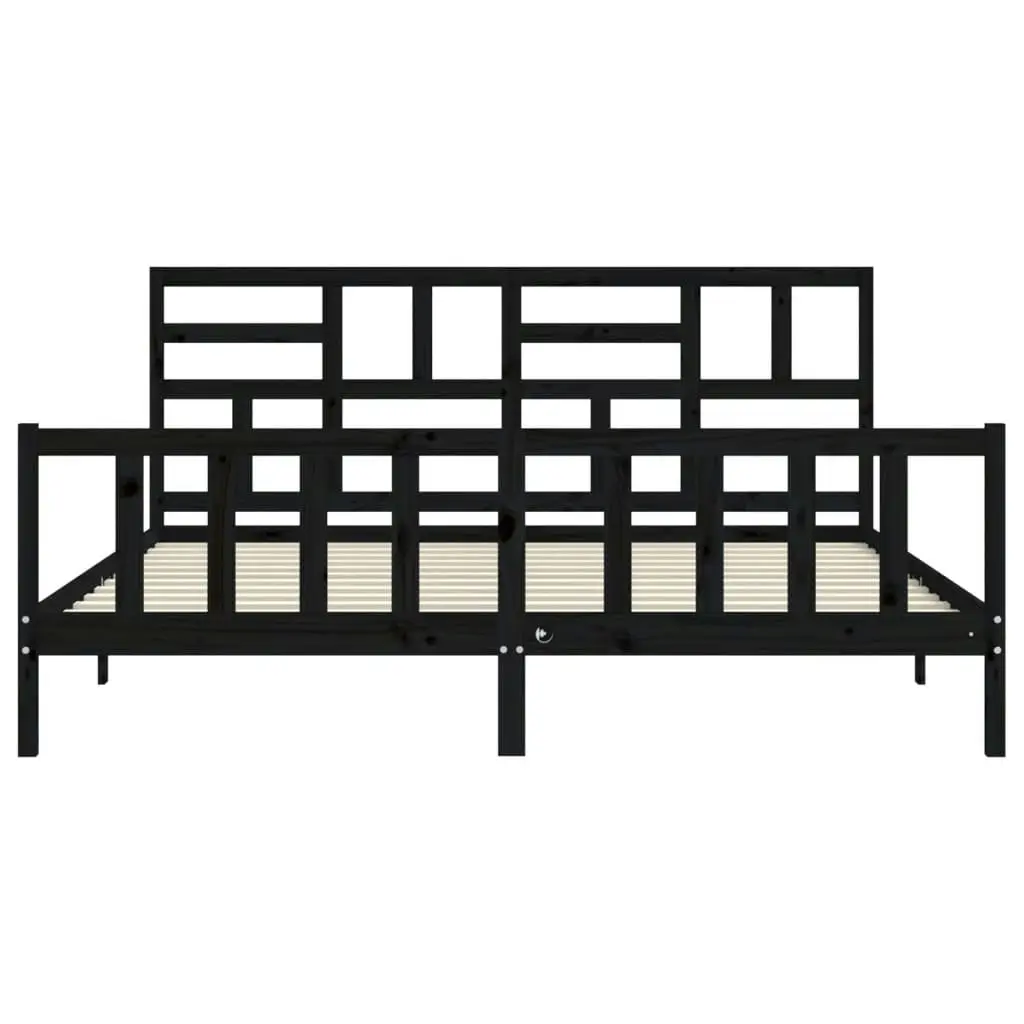 Bed Frame without Mattress Black 183x203 cm King Solid Wood Pine 3193095