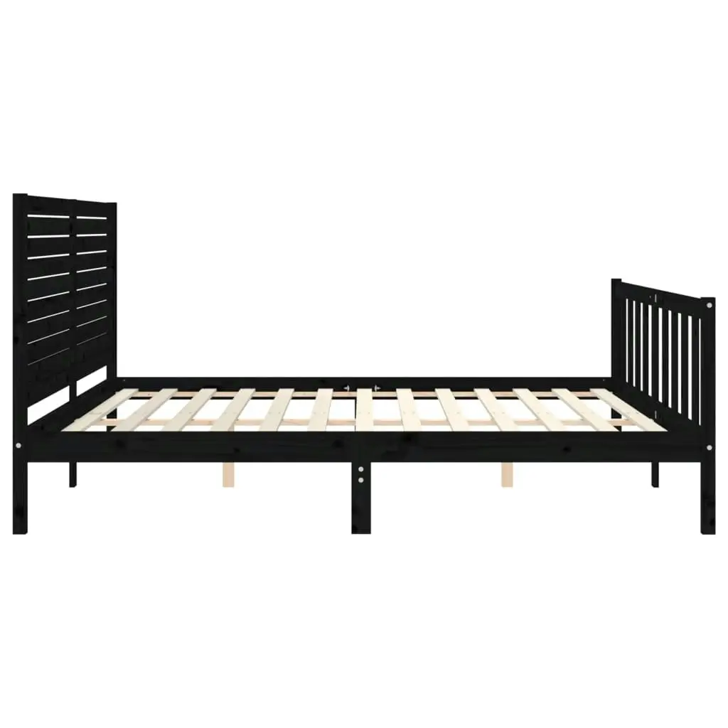 Bed Frame with Headboard Black 183x203 cm King Solid Wood 3193225