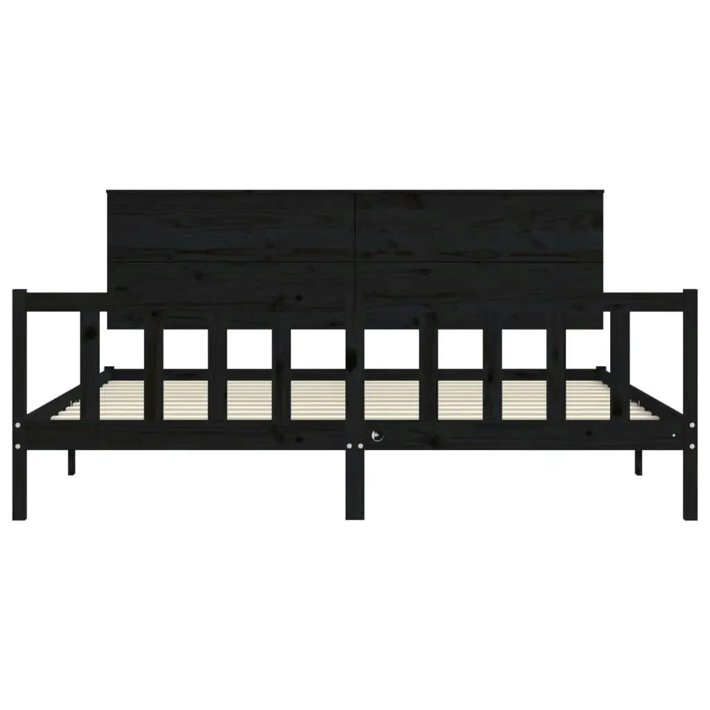 Bed Frame without Mattress Black 183x203 cm King Solid Wood Pine 3193420