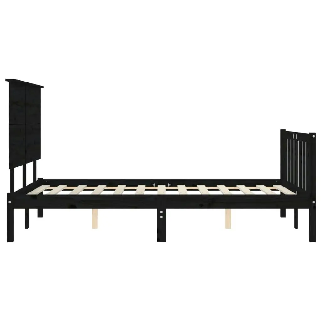 Bed Frame without Mattress Black 183x203 cm King Solid Wood Pine 3193420