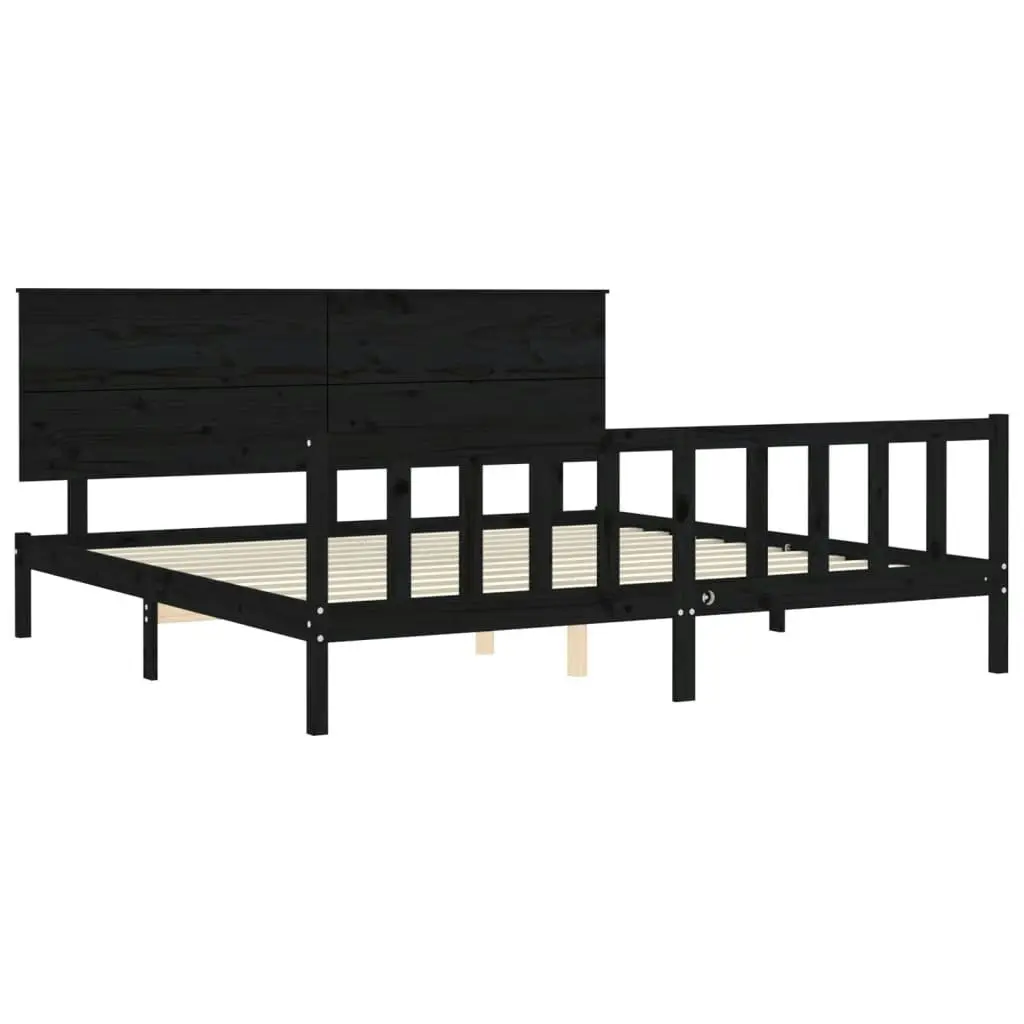 Bed Frame without Mattress Black 183x203 cm King Solid Wood Pine 3193420